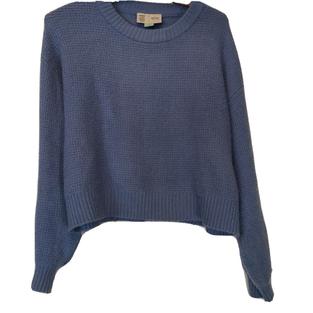 Anthropologie Saturday Sunday Baby Blue Waffle Knit Drop Shoulder Sweater size S